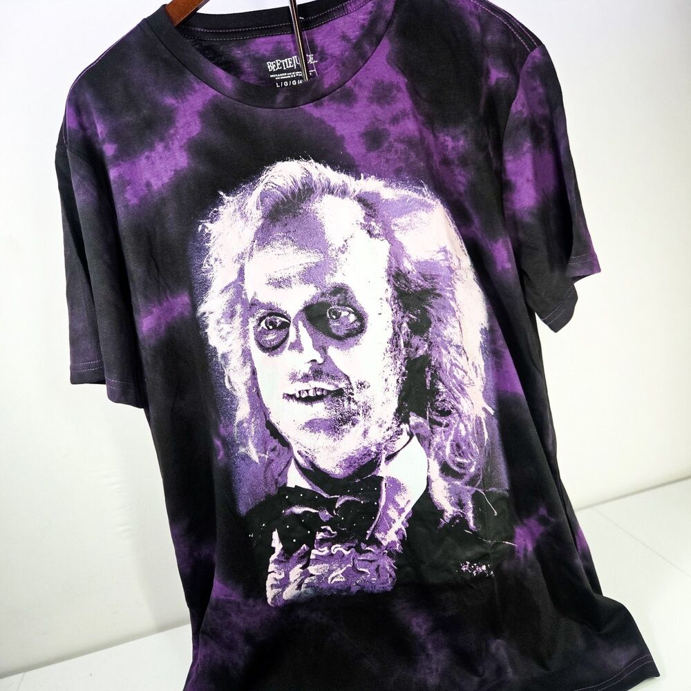 Beetlejuice Purple Black Tie-Dye Graphic T-Shirt Men’s Large NWT